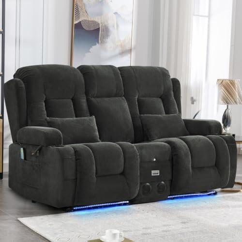 IPKIG Power Loveseat Recliner Sofa with Flip Back Console, 67" - 3 Seat