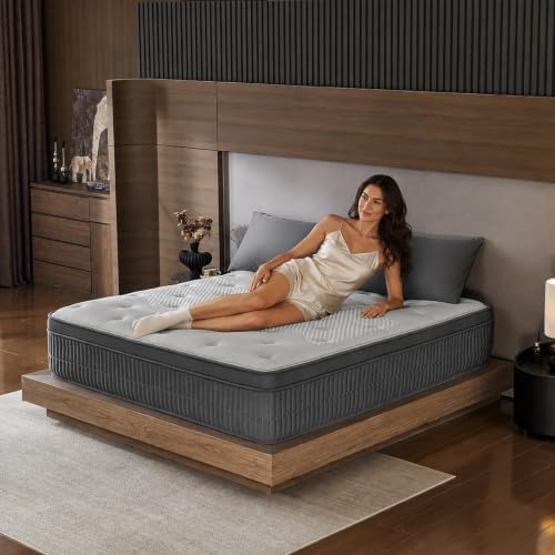 King Size Mattress, 14 Inch King Hybrid Mattresses in a Box, Premium Foam and Pocketed Coil, Medium Feel & Edge Support, Pressure Relief (King, 14 in)