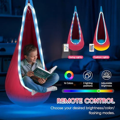 OUTREE Light Up Pod Swing Seat, Sensory Swing with LED Light