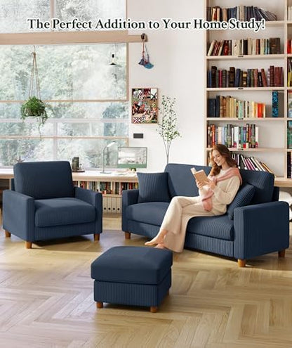 Welzona 70.2" Couches for living room, Comfy Corduroy Couch Set, Sofa Set