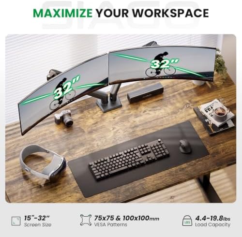 SIAGO 55 x 24 Inch Electric Standing Desk with Dual Monitor Stand