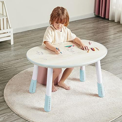 Children's Table, Height Adjustable Kids Play Table, Graffiti-Ready Kids Art Table. Suitable for Home & Kindergarten, Blue