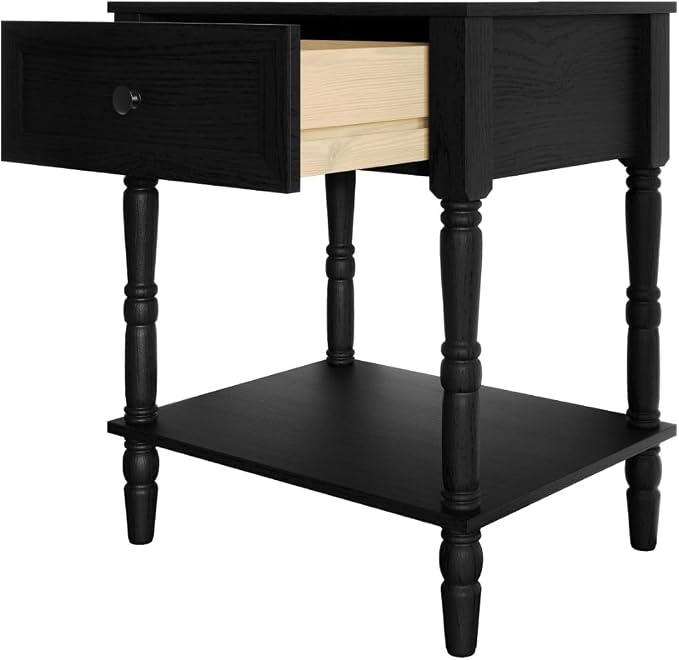 HOME DESIGN Homer Full Tufted Wingback Upholstered Panel Bed with 2 Matching 1 Drawer Nightstands, Bedroom Furniture Set with Open Shelf Storage, Light Beige Black