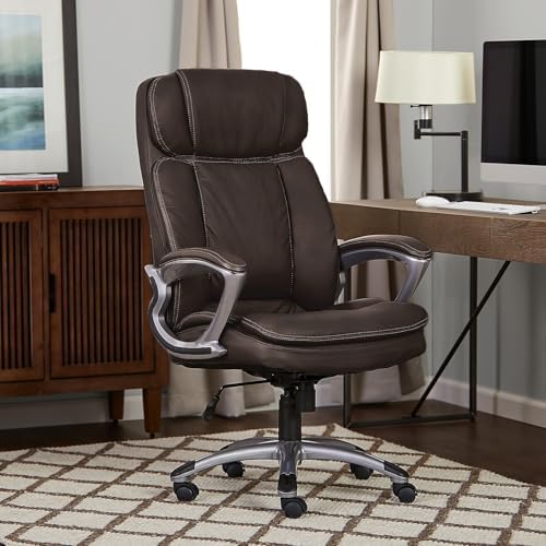 Serta Ergonomic Big and Tall Executive Office Chair Lumbar Support, Leather