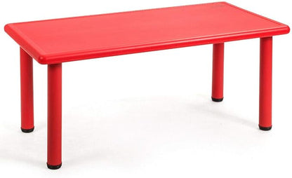 Costzon 47 x 23.5 Inch Rectangular Kids Table, Children School Activity Table for Reading Drawing Dining Playing, Multifunctional Plastic Table w/Steel Pipe, Toddler Furniture for Boys & Girls (Red)