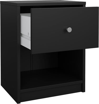 Tvilum Portland Black 3-Piece Bedroom Set - 6 Drawer Double Dresser and Nightstand Set of 2