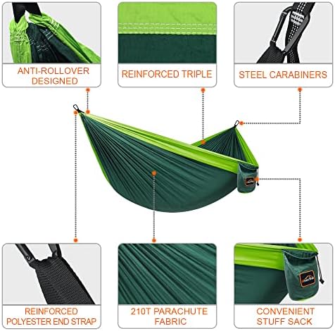 Camping Hammock, Super Lightweight Portable Parachute Hammock with Two Tree Straps Single or Double Nylon Travel Tree Hammocks for Camping Backpacking Hiking