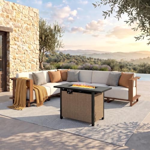 Sophia & William HDPE Patio Furniture Set with 41" Fire Pit, L-Shaped