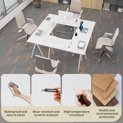 Folding Conference Table with Wheels, 2 Pack Modular Flip Top Conference Tables for Training Rooms, Mobile Modern Office Table, 63 Inch Large Conference Room Table, White