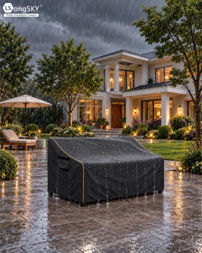Patio 3-Seater Sofa Cover,Outdoor Couch Cover Fits up to 79W x 38D x 35H Inches,100% Waterproof Heavy Duty Patio Furniture Covers,Black