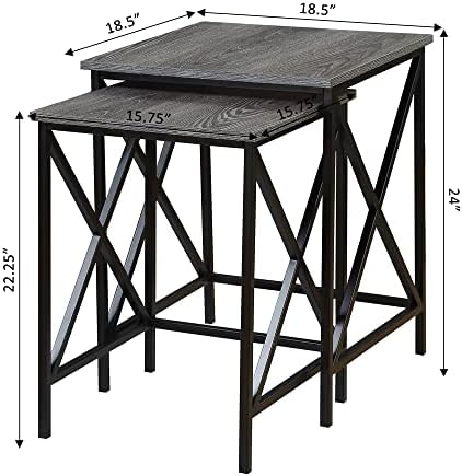 Convenience Concepts Tucson Nesting End Tables, Weathered Gray / Black