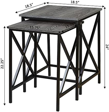Convenience Concepts Tucson Nesting End Tables, Weathered Gray / Black