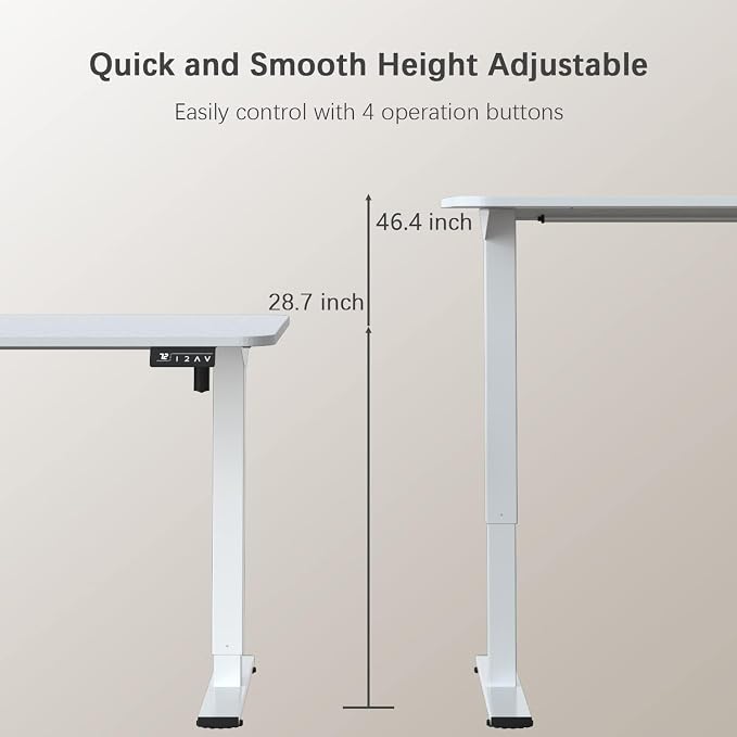 Furmax Electric Height Adjustable Standing Desk Large 63 x 24 Inches Sit Stand Up Desk Home Office Computer Desk Memory Preset with T-Shaped Metal Bracket, White