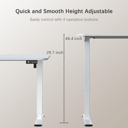 Furmax Electric Height Adjustable Standing Desk Large 63 x 24 Inches Sit Stand Up Desk Home Office Computer Desk Memory Preset with T-Shaped Metal Bracket, White