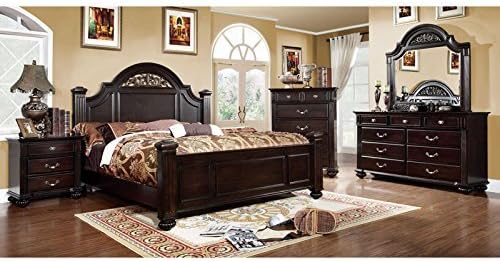 Syracuse Transitional Style Dark Walnut Finish King Size 6-Piece Bedroom Set