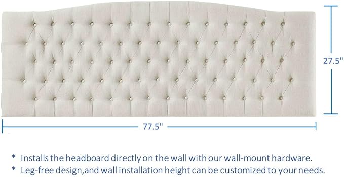 24KF Upholstered Tufted Button Linen Wall Mounted Headboard,Comfortable Fashional Headboard King/CA King Size, 6055-K-Ivory