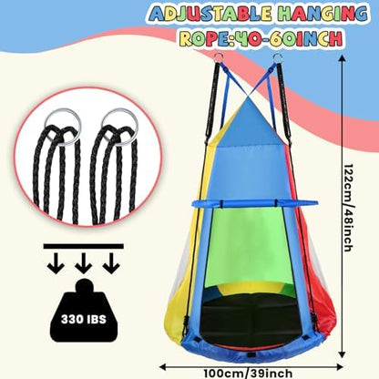 Liliful 39 Inch Kids Hanging Tent Saucer Swing with LED Lights