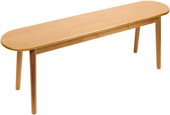Entryway Bench, Solid Wood Dining Bench, Midcentury End of Bed Bench w/Rounded Corner, Outdoor Bench w/Robust Construction, Bedroom Bench, 10.24" W x 17.72" H（Natural 47.2inches）