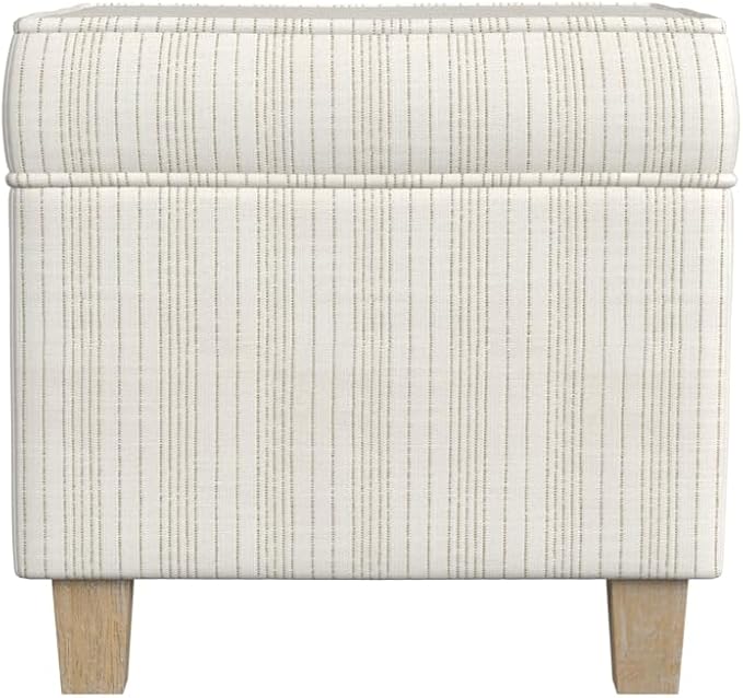 HomePop 18" Classic Square Storage Ottoman - Marigold Pinstripe Cream