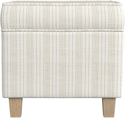 HomePop 18" Classic Square Storage Ottoman - Marigold Pinstripe Cream