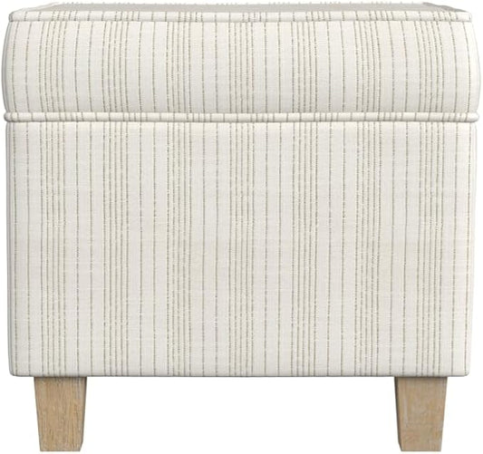HomePop 18" Classic Square Storage Ottoman - Marigold Pinstripe Cream