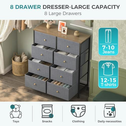 OLIXIS 8 Drawer Storage Dresser for Bedroom, Closet Organizers Units