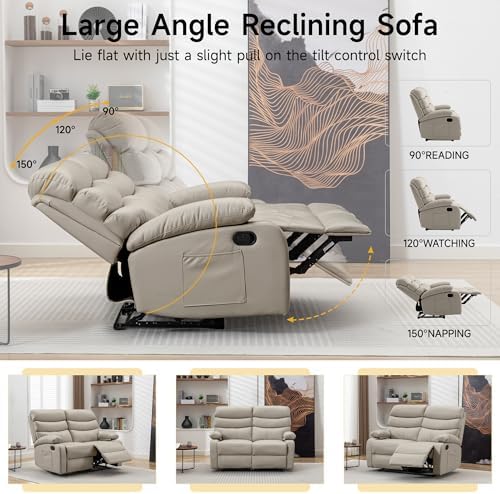 Reclining Loveseat Sofa Anti-Scratch Leather Recliner Couch
