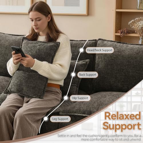 Modular Sectional Storage Sofa, 105" Cloud Deep Seat V-Shaped Couch, Brown