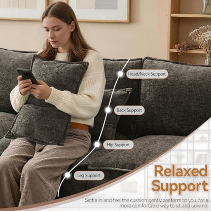 Modular Sectional Storage Sofa, 105" Cloud Deep Seat V-Shaped Couch, Brown