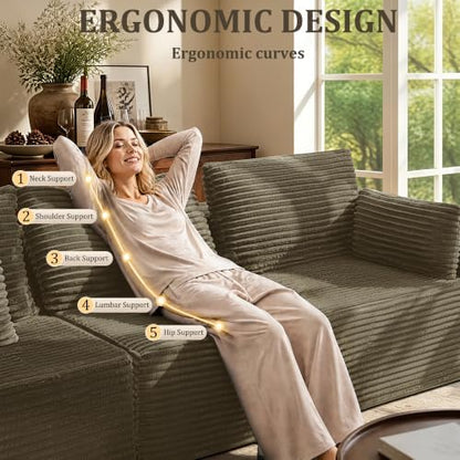 138" Oversized Boneless Couches for Living Room,6-Seat Modular U-Shaped Sectional Sofa with Deep Seat,Memory Foam,No Assembly Required,Camel
