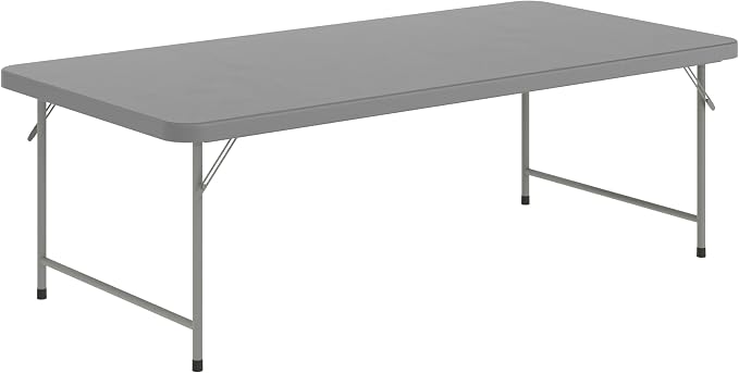 Flash Furniture Paige 4.93' Classroom Activity Table for School and Home, Heavy-Duty Rectangular Plastic Activity Table for Kids, Granite Gray
