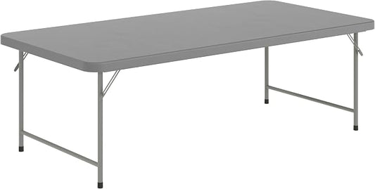 Flash Furniture Paige 4.93' Classroom Activity Table for School and Home, Heavy-Duty Rectangular Plastic Activity Table for Kids, Granite Gray