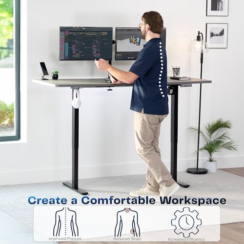 VIVO Electric Standing Desk, Smooth 3-Piece 71" x 30" Dark Gray Top