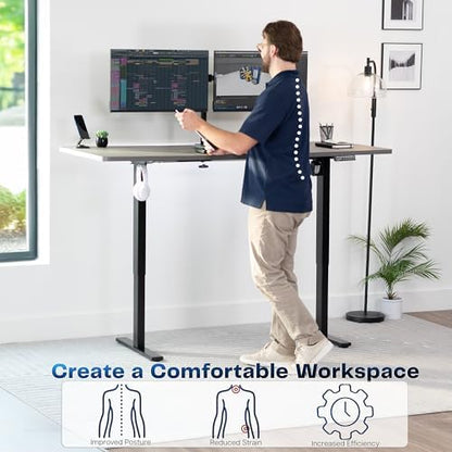 VIVO Electric Standing Desk, Smooth 3-Piece 71" x 30" Dark Gray Top