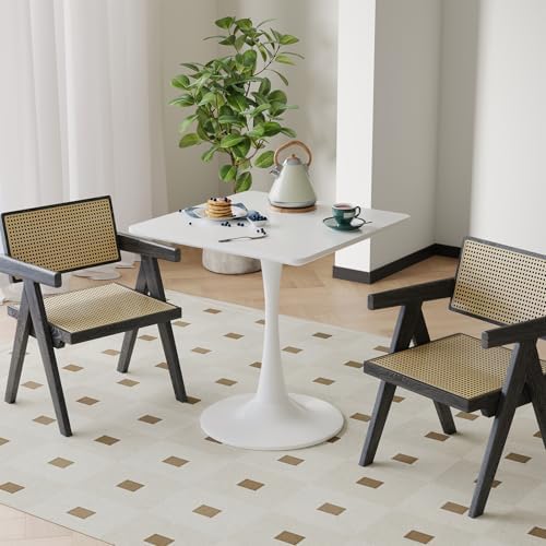 White Square Tulip Table for 2 Person, 24 Inch Small Kitchen Dining Table