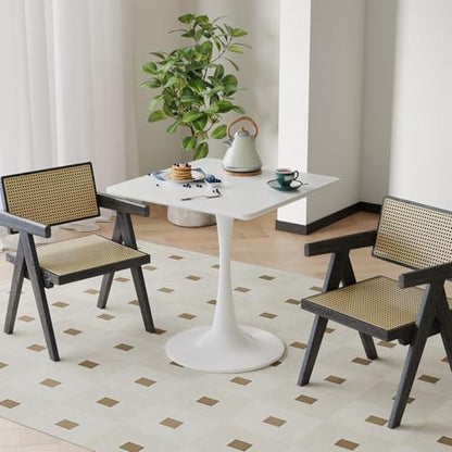 White Square Tulip Table for 2 Person, 24 Inch Small Kitchen Dining Table