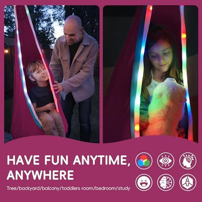 OUTREE Light Up Pod Swing Seat, Sensory Swing with LED Light