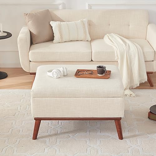 Kingfun 65" W Loveseat Sofa with Ottoman Coffee Table, Mid Century Modern Love Seat Couches for Living Room, Button Tufted Upholstered Love Seats Furniture Set, Beige