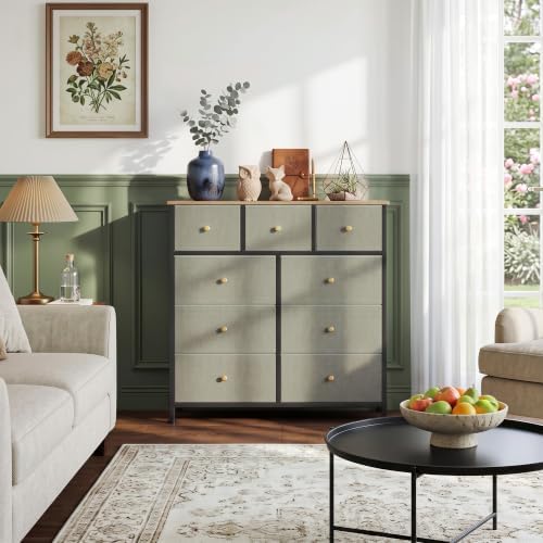 9 Drawer Dresser for Bedroom, Fabric Storage Drawer Unit