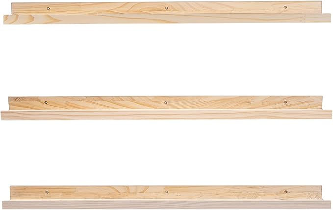 MBYD 48 Inch Floating Shelves Natural Wood, Wall Mount Picture Ledge Wooden Wall Shelf for Bedroom, Living Room, Office, Kitchen, Nursery Shelves Set of 3 Same Dimensions
