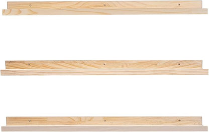 MBYD 48 Inch Floating Shelves Natural Wood, Wall Mount Picture Ledge Wooden Wall Shelf for Bedroom, Living Room, Office, Kitchen, Nursery Shelves Set of 3 Same Dimensions