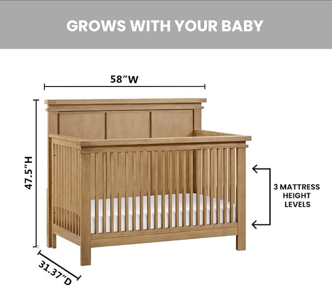 Soho Baby Mystic 4 in1 Crib Convertible, Honey Wood