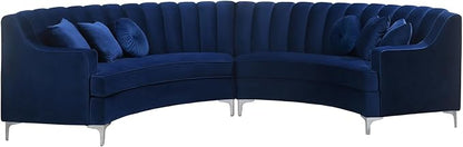 Legend Vansen Semicircle Modular Curved Velvet Sectional Sofa,141.34”Oversized Arc Sofa,Modern Cloud-Like Deep Seat Couch for Living Room Apartment Office Conference Space (2, Blue)