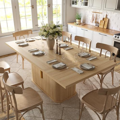 78.7" Rectangular Dining Table for 6-10, Farmhouse Kitchen Table, Natural