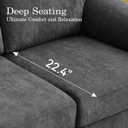 Oversized Boneless Couch Sets, Modern 3 Seater Sofa, Loveseat Sofa with Accent Chair, Floor Cloud Couch Sets with Extra Comfy Soft Deep Seats for Living Room, No Assemby, Set of 3, Dark Gray