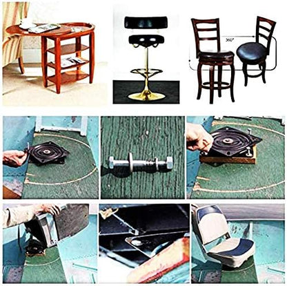 AAGUT 7'' Heavy Duty Bar Stool Swivel Replacement, Square Swivel Mechanism for Recliner Chair, Boat Seat and Furniture, Ball Bearing Seat Swivel Base, Black
