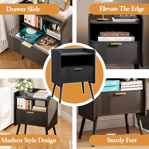 Night Stand Modern End Table with Storage Drawer, Bedside Table for Bedroom
