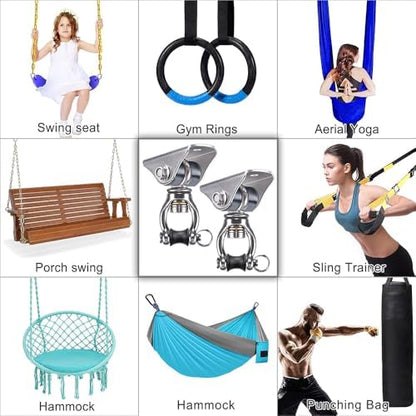 SELEWARE Silent Swing Hanger Heavy Duty Bearing Swing Hooks 2 Pack