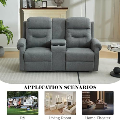 DRMBOOK RV Loveseat Recliner Sofa with Console, Wall Hugger Reclining Couch