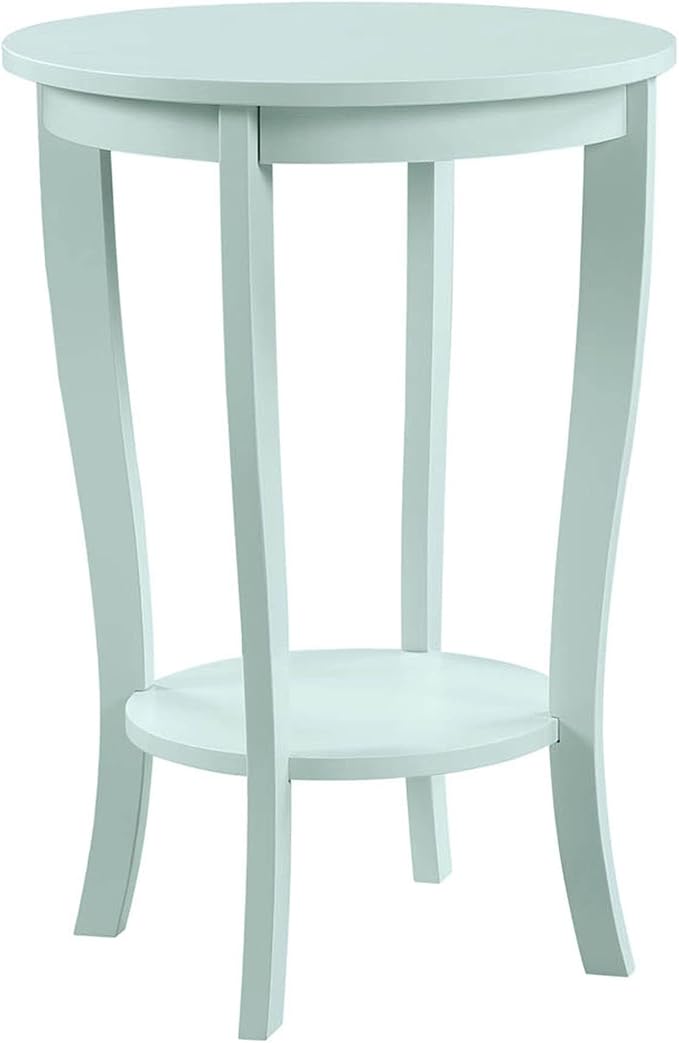 Convenience Concepts American Heritage Round End Table with Shelf, Sea Foam